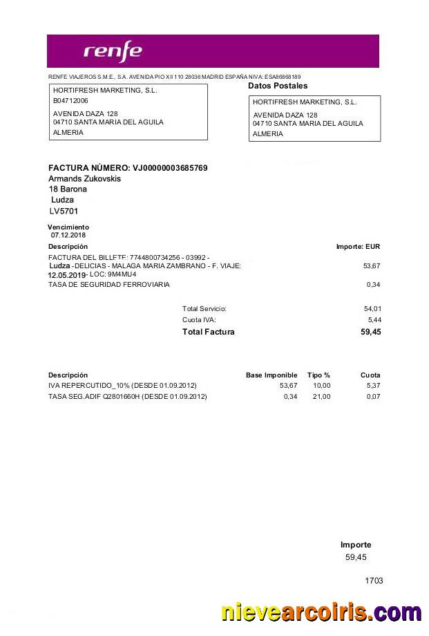 Latvia Renfe utility bill